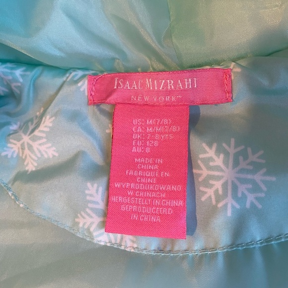 Isaac Mizrahi Mint Green Snowflake Puffer Vest with Faux Fur Trim - Picture 4 of 4